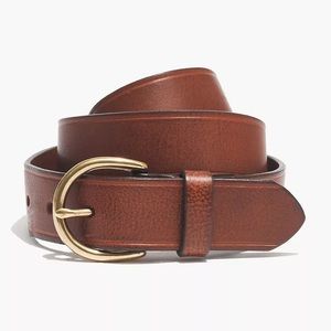 Madewell Medium Perfect Leather Belt - Size S in Brown with Gold Buckle